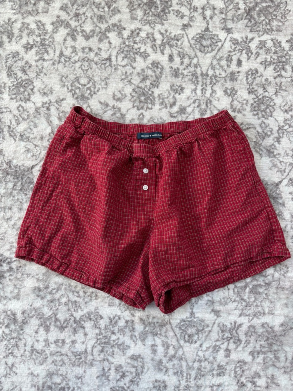 Brandy Melville Cozy Red Plaid Women's Lounge Boxer Shorts OS